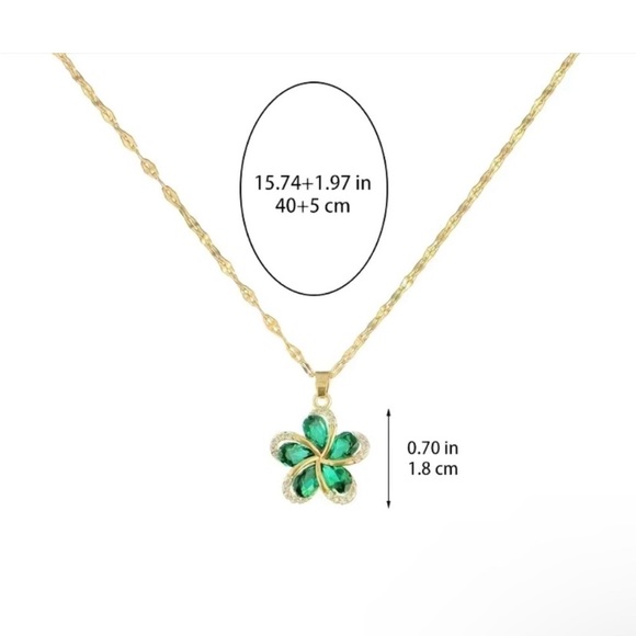 Green & Gold Flower Necklace! - Picture 2 of 5